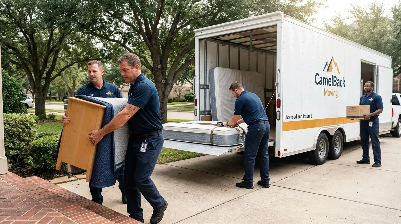 Crew loading residential truck for cross-state move from Pottsville, PA