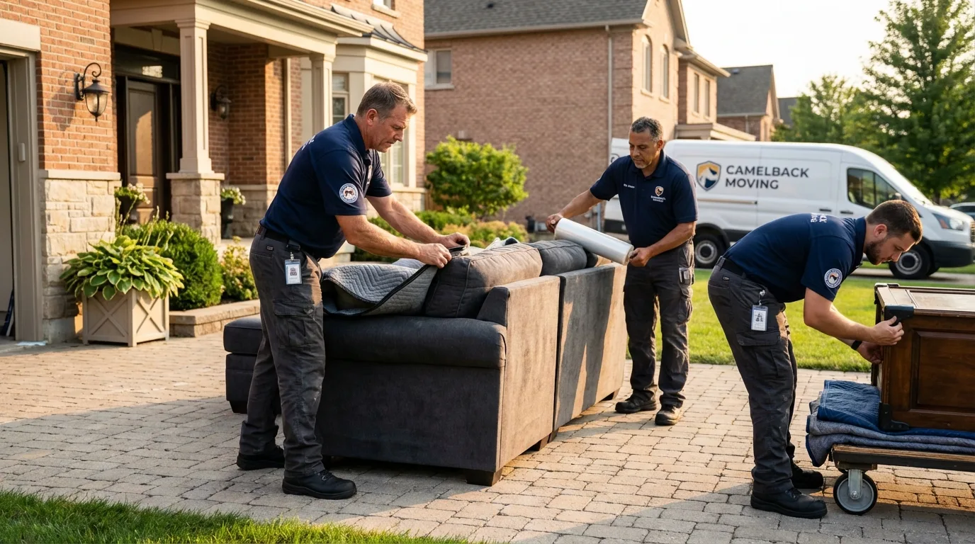 Large estate moving crew wrapping furniture in Pottsville, PA