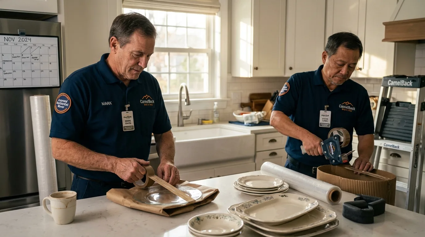 Professional crew packing kitchen dishware in Pottsville, PA